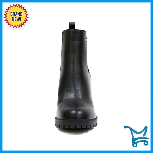 Combat Ankle Boots with Lug Sole Platform and Chunky 3.5 Inch Heel